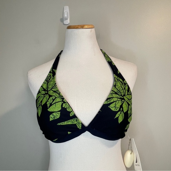 Nautica Tropical Navy/Green Bikini Top Only Size 10 NWT - Picture 1 of 5